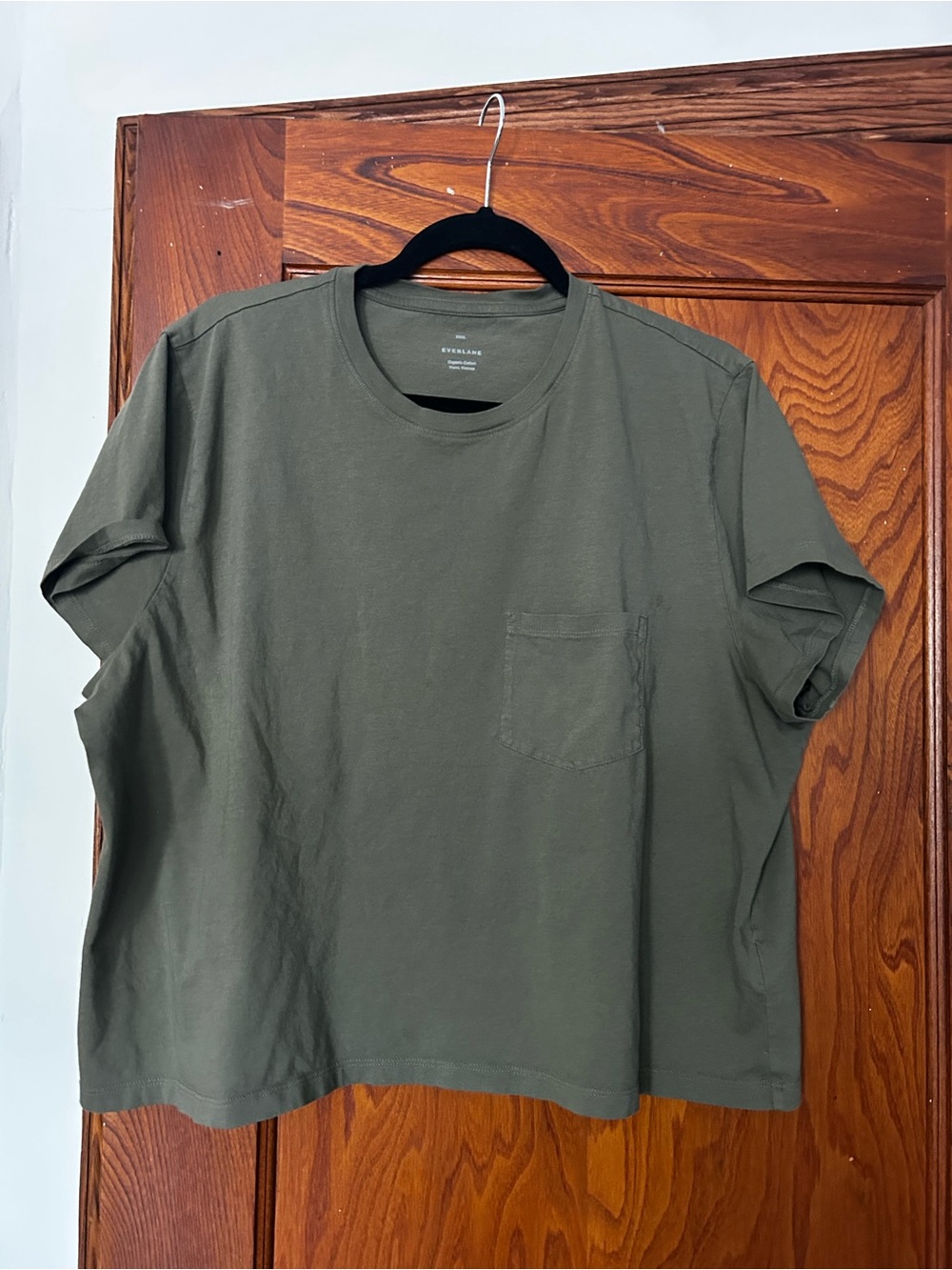 Army green Everlane pocket shirt